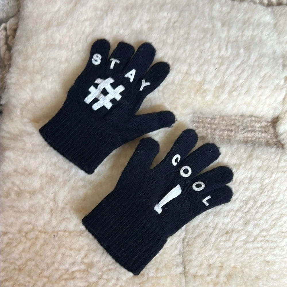 Kids Black Gloves (mittens) with Fun Text ~ #STAY COOL!
